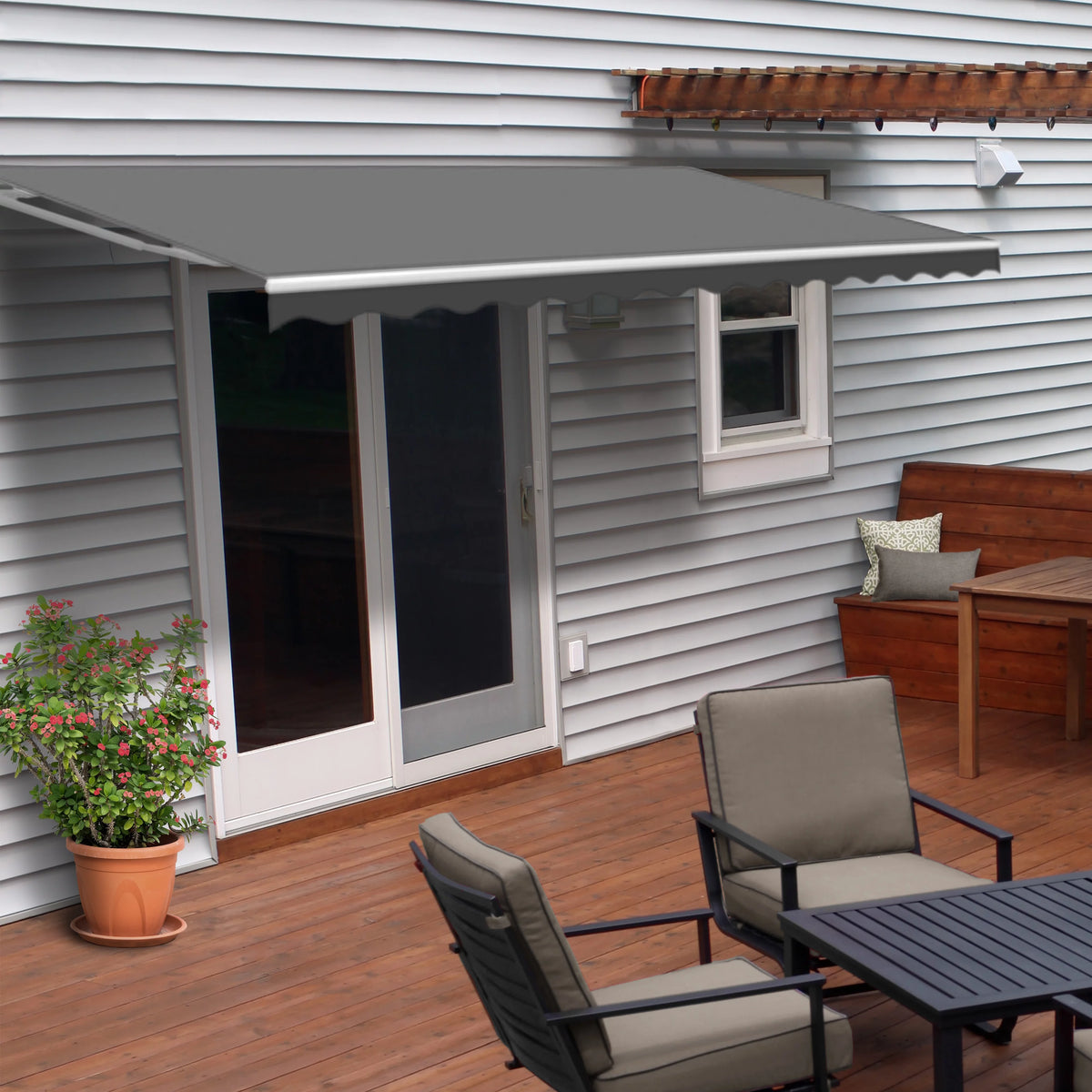 Retractable Patio 13' x 10' Awning Canopy, Gray F451