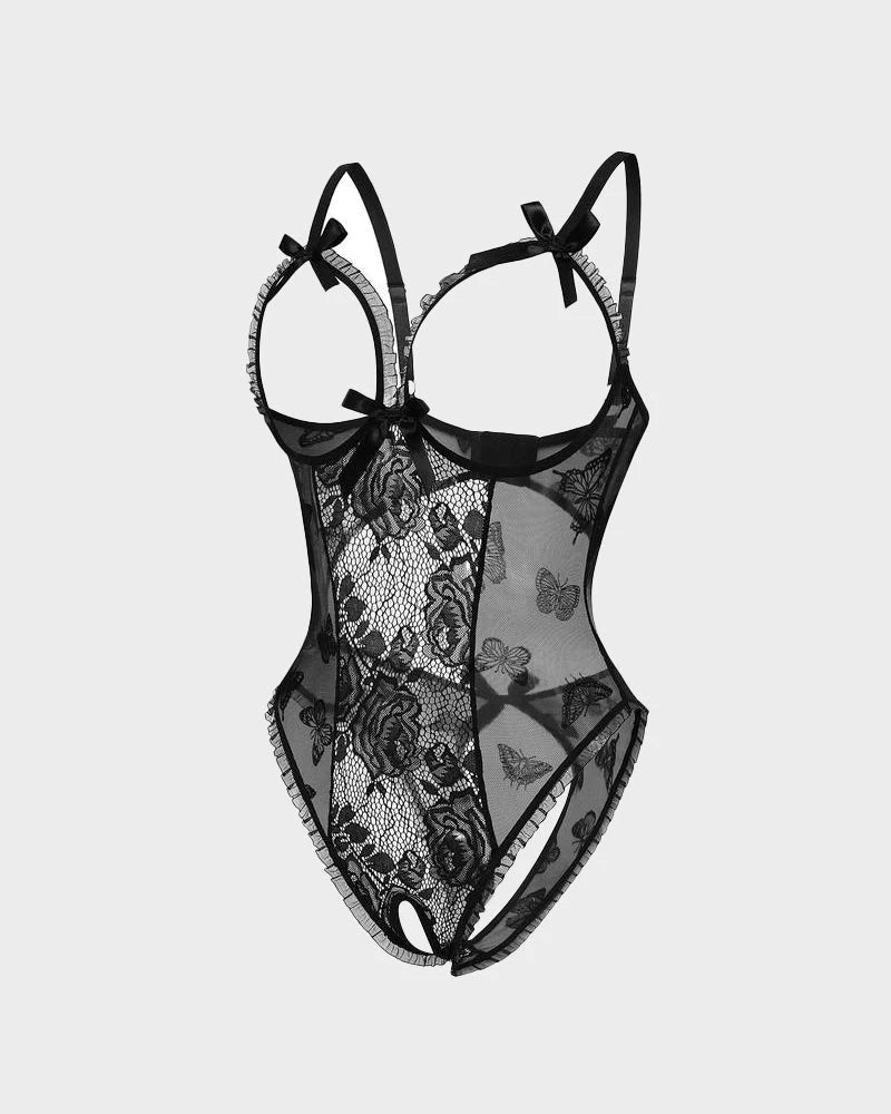 Crotchless Lace Mini Bodysuit E7856