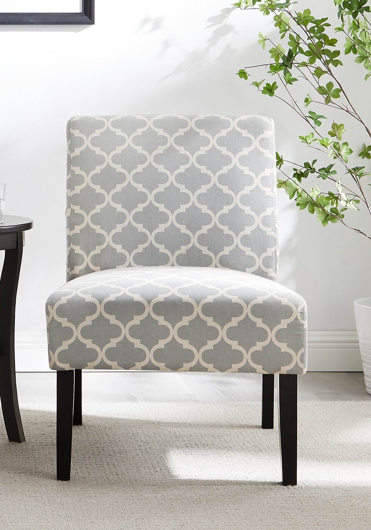 3pc Gray Fabric Side Table and 2 Chairs A4131