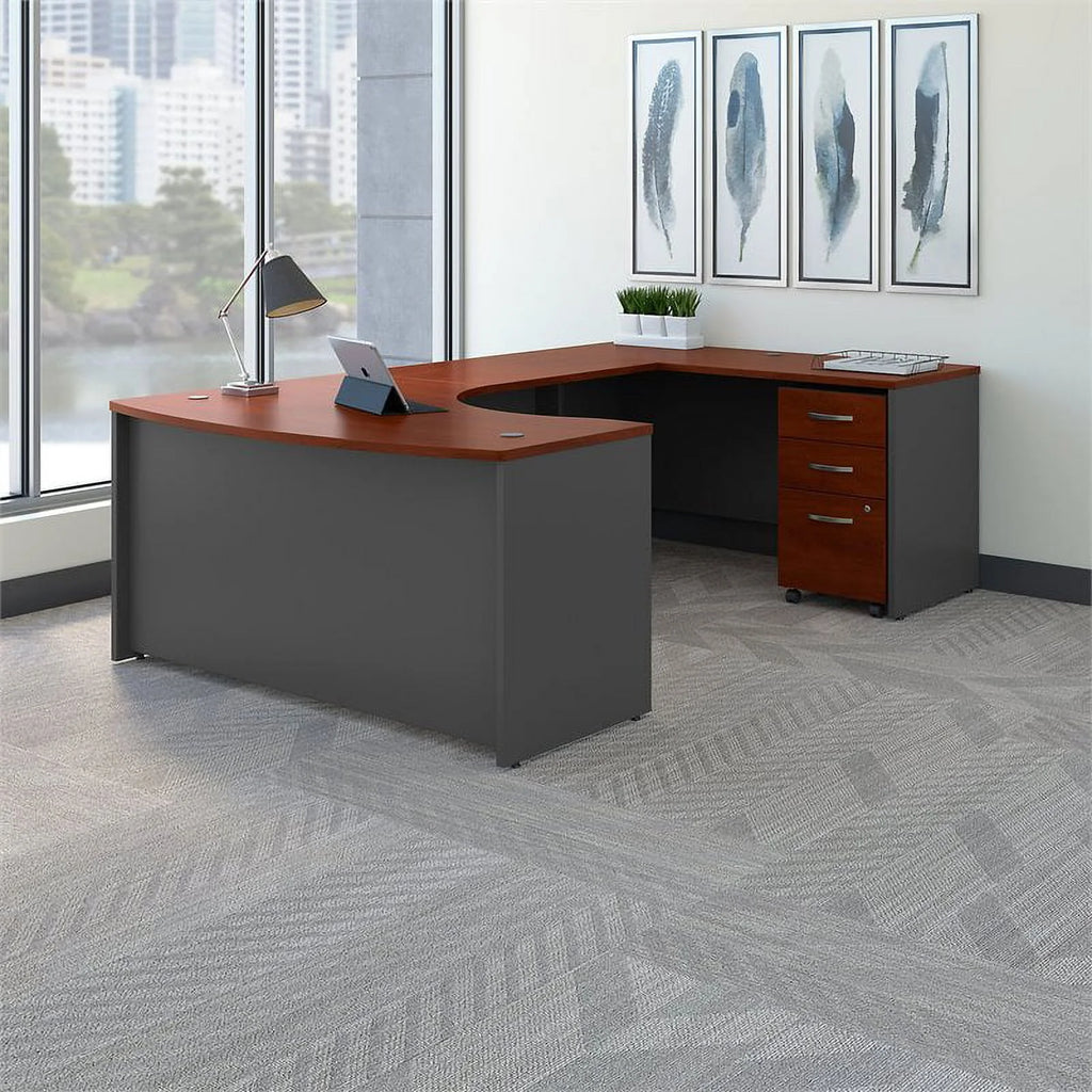 U-Shaped Desk with Mobile File Cabinet J348