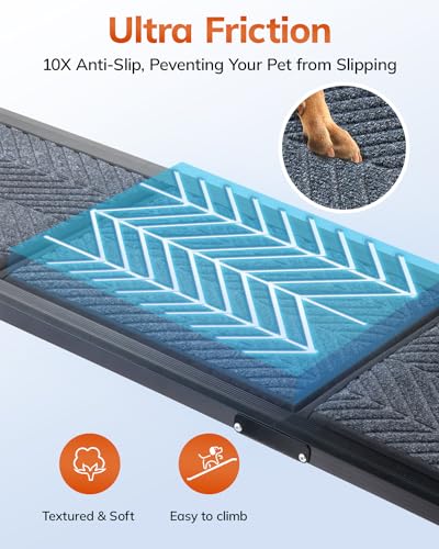 63" Long 17" Wide Folding Pet Ramp with Non-Slip Carpet Surface M8086