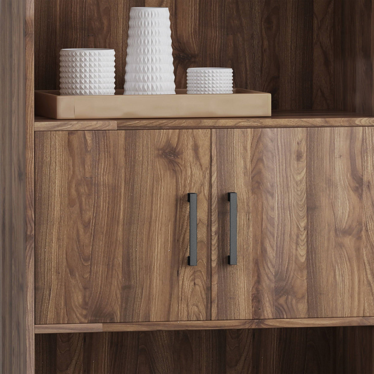 Walnut and Black Faux Wood Cube Bookcase N777092