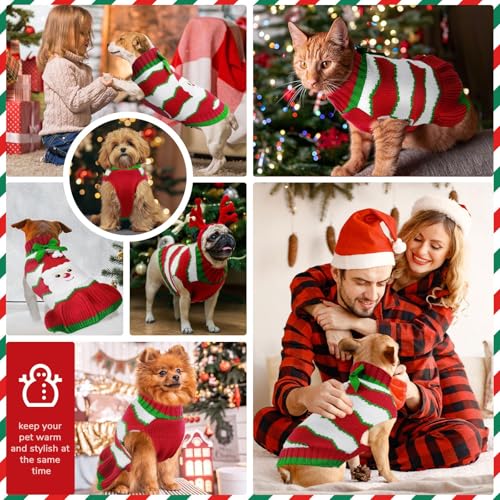 Red Striped Knitted Dog Sweater with Harness Hole E75020