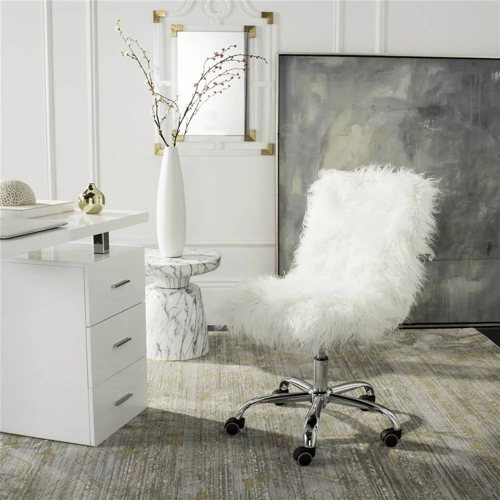 Faux Sheepskin Swivel Office Chair F49496