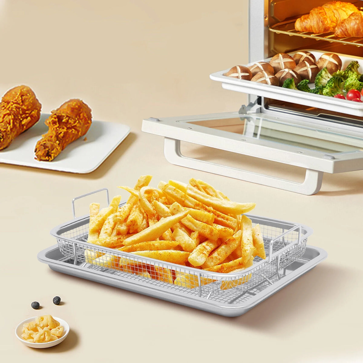 Stainless Steel Non-stick Air Fryer Basket 2 Piece Set M130648