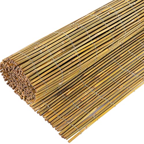 6ft x 8ft x 0.4" Natural Bamboo Fence Rolled Bamboo Fencing H771