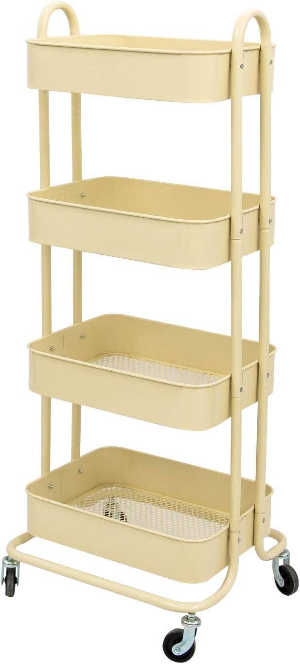 4-Tier Metal Mesh Rolling Utility Cart E553