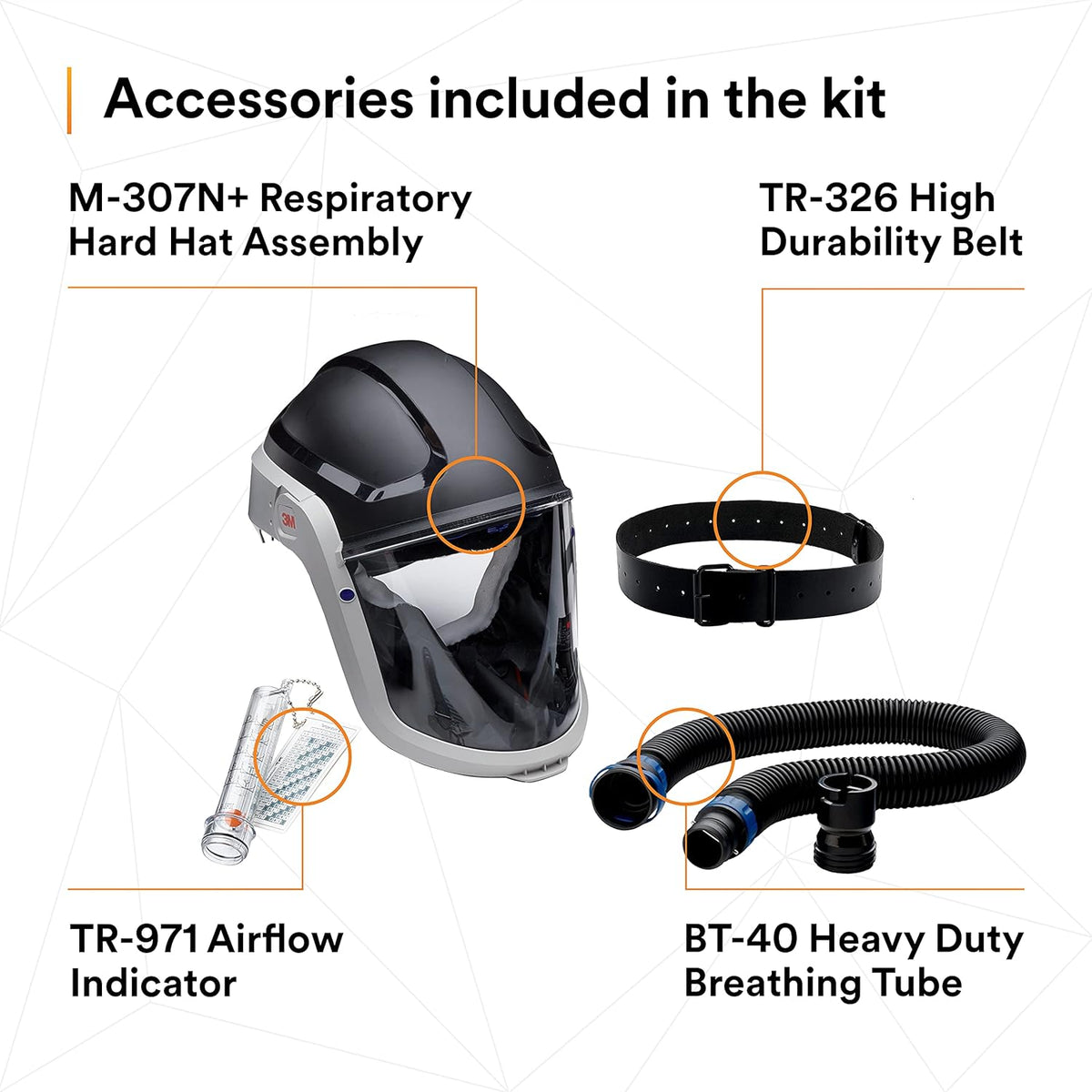 3M PAPR Respirator, Versaflo Powered Air Purifying Respirator Kit, TR-300N+ HIK, Heavy Industry, Hard Hat Assembly, All-in-One Respiratory Protection for Particulates, NIOSH Approved, Grinding L9380