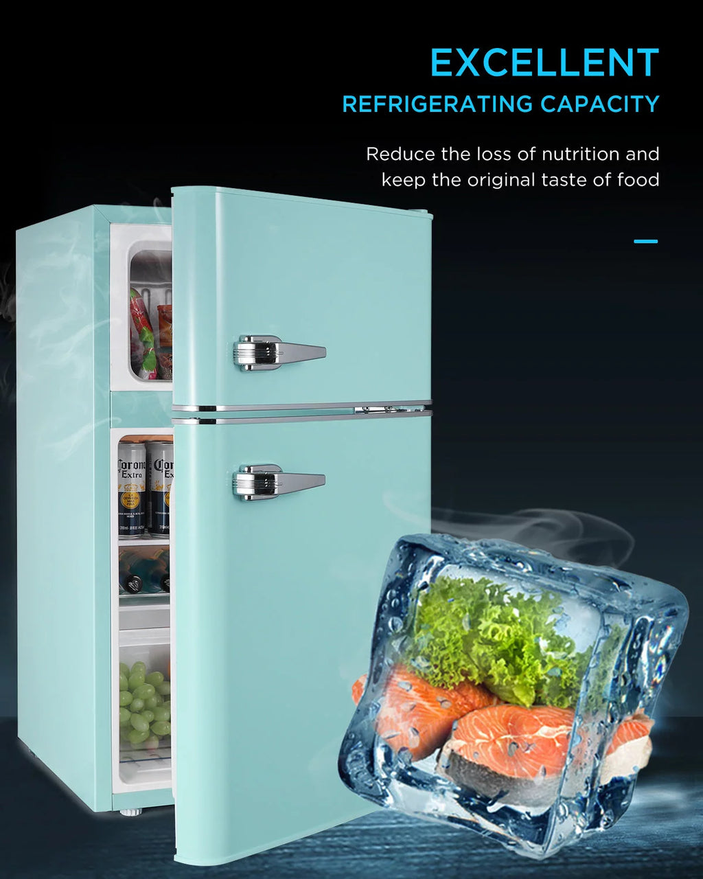 3.2 Cu ft Compact Mini Refrigerator Green O36911
