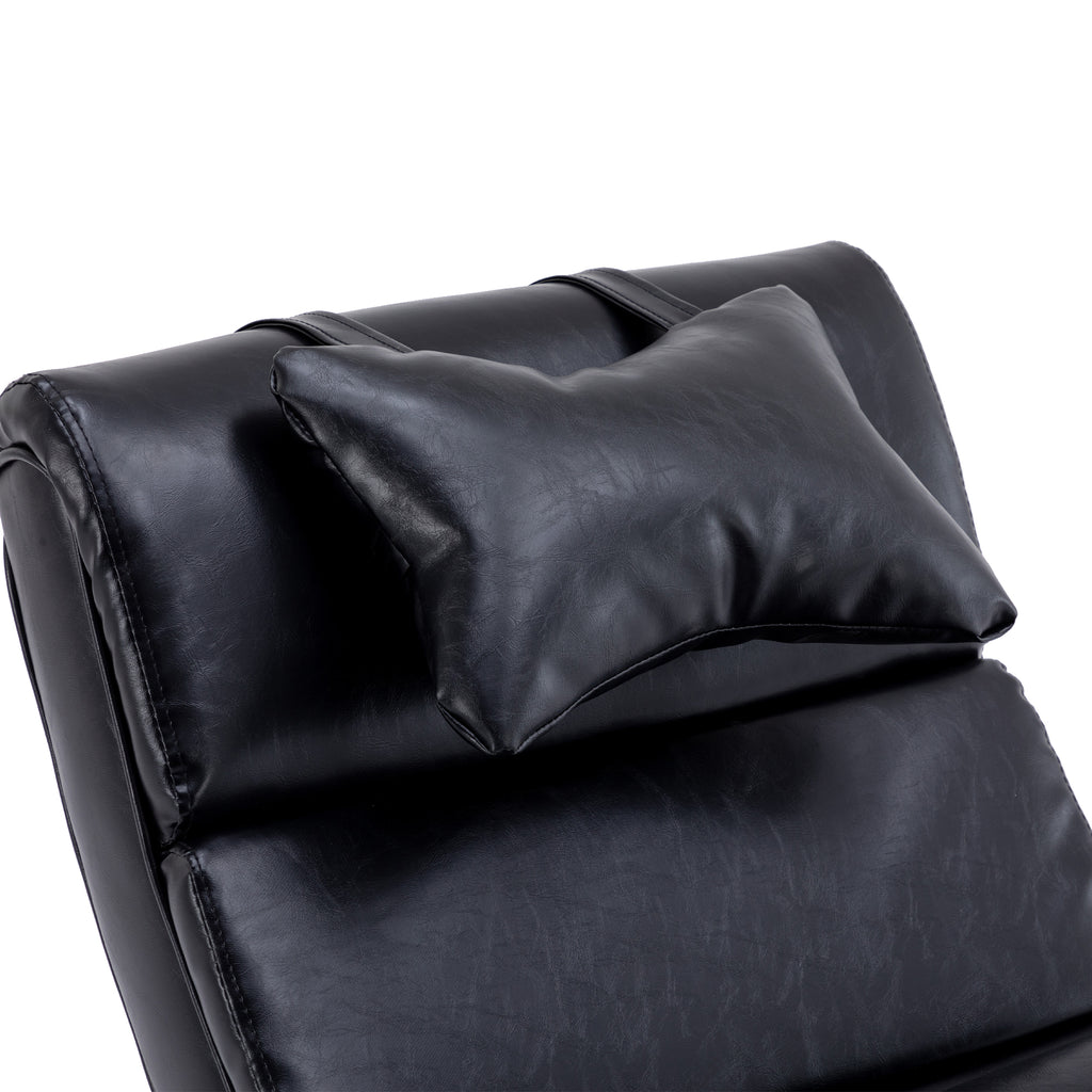 Black PU Upholstered Rocking Chair with Retractable Footrest G16996