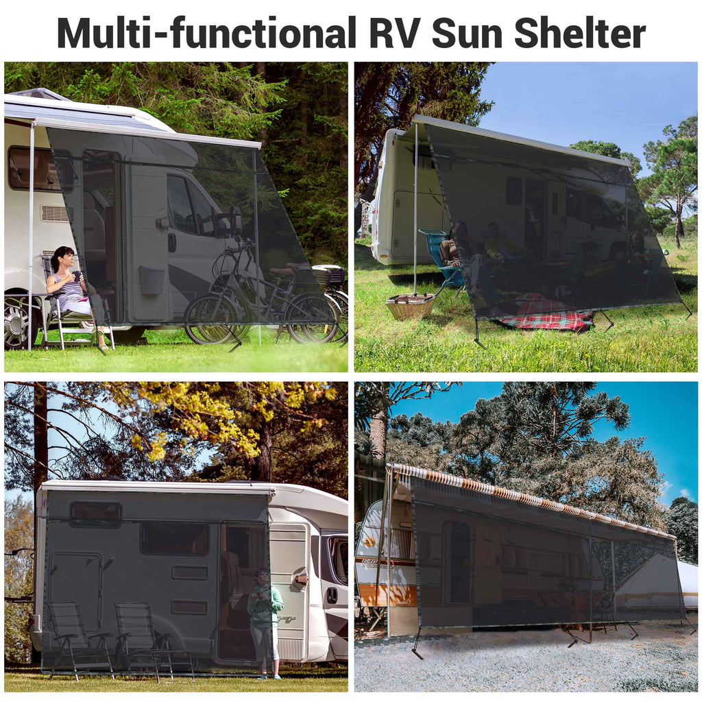 6x10' RV Awning Sun Shade Screen Black Mesh D50735