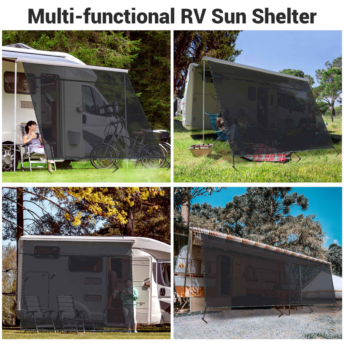 6x10' RV Awning Sun Shade Screen Black Mesh D50735