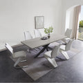 Extendable Rectangular Dining Table with 6 Leather Upholstered Dining Chairs K642