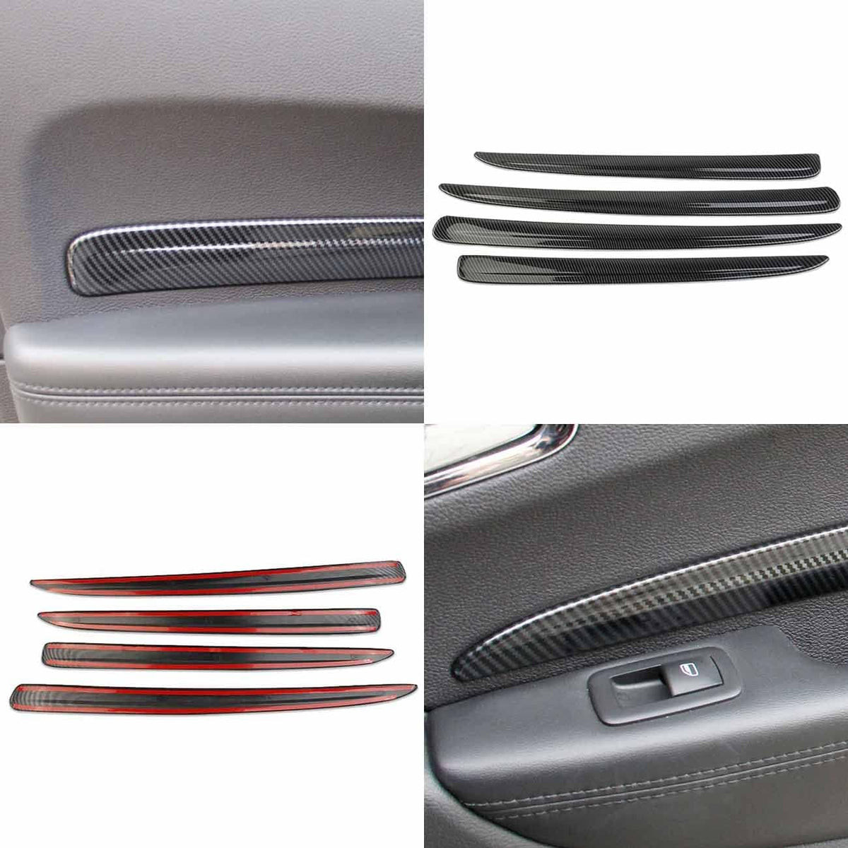 Carbon Fiber 4 Doors Panel Decor Trim Cover Pack of 2 N53679