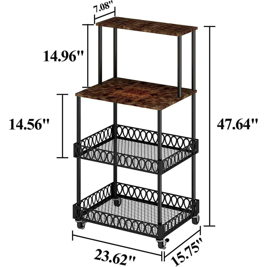 4-Tier Kitchen Bakers Rack with Wheels X128579