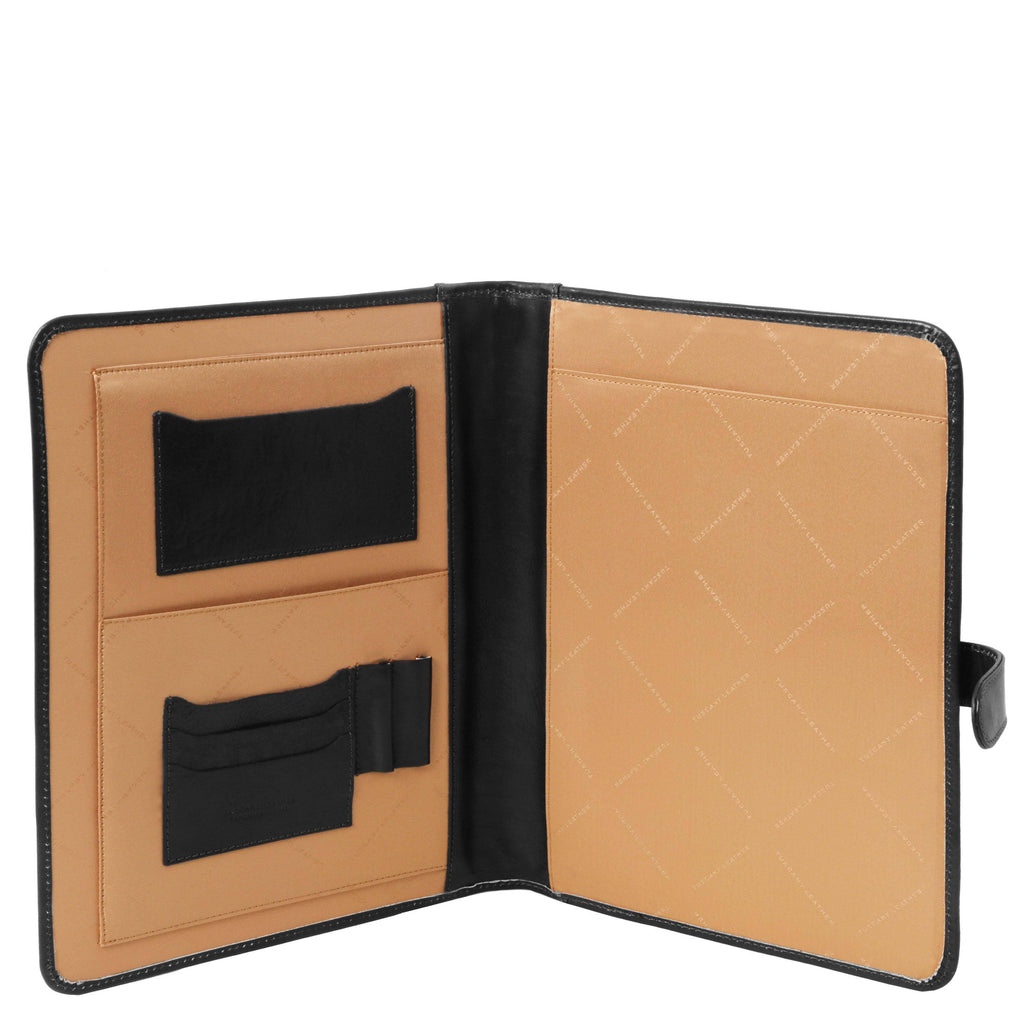 Brown Leather Document Case with Button Closure A612