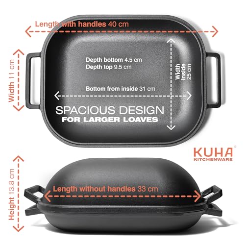 Black Heavy Duty Cast Iron Bread Pan with Lid E6383