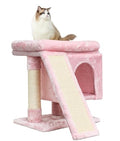 Beige Small Cat Tree with Scratching Post and Cave J465152