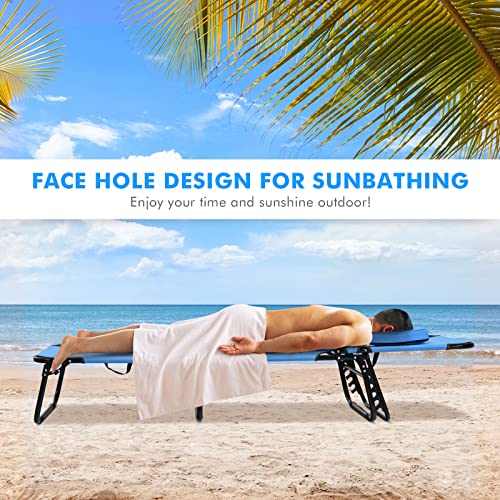 Blue Folding Chaise Lounge Chair T3213