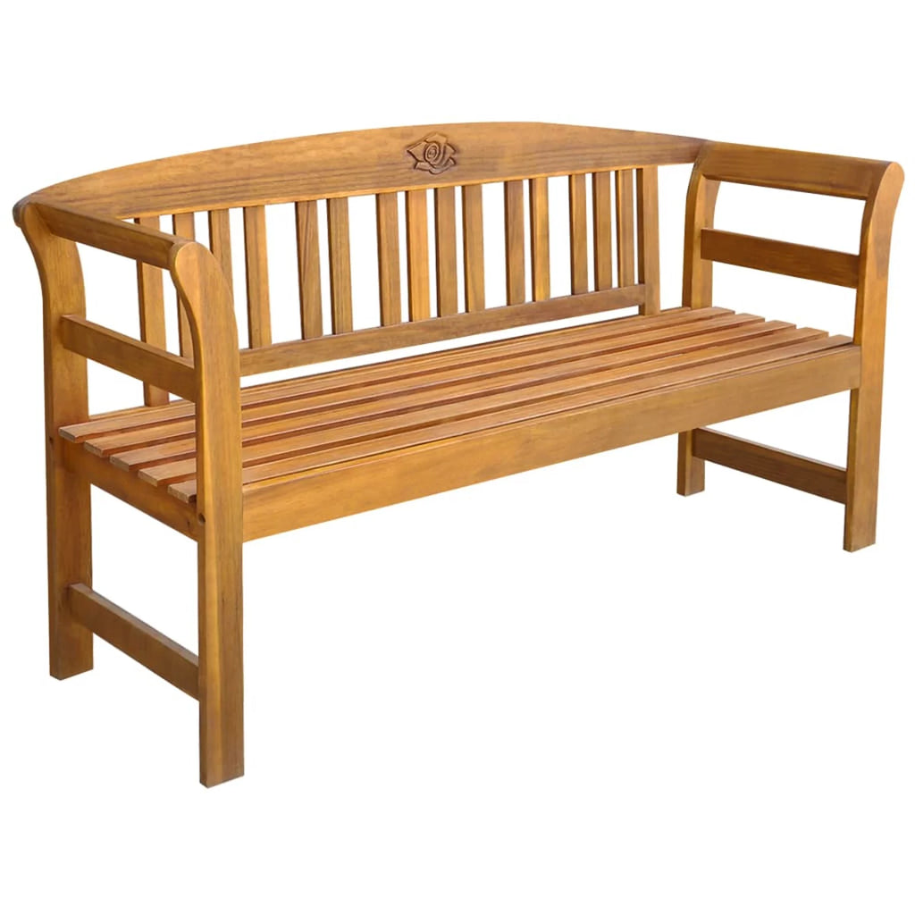 Acacia Wood Garden Bench with Black Seat Cushion J919871