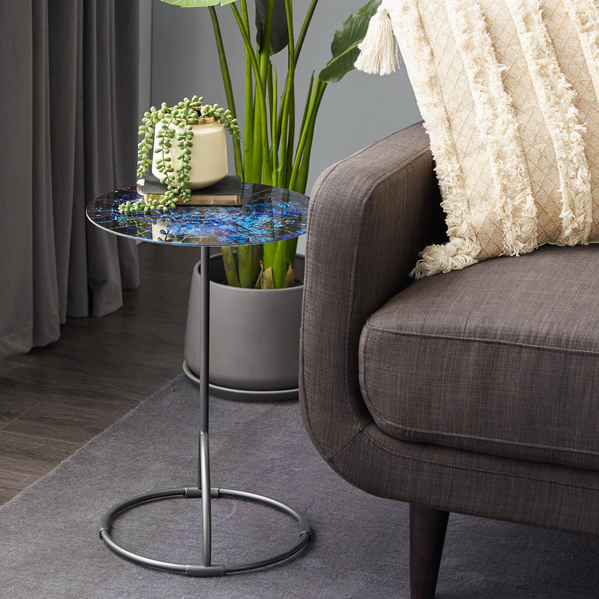 Blue Contemporary Metal Accent Table A8841