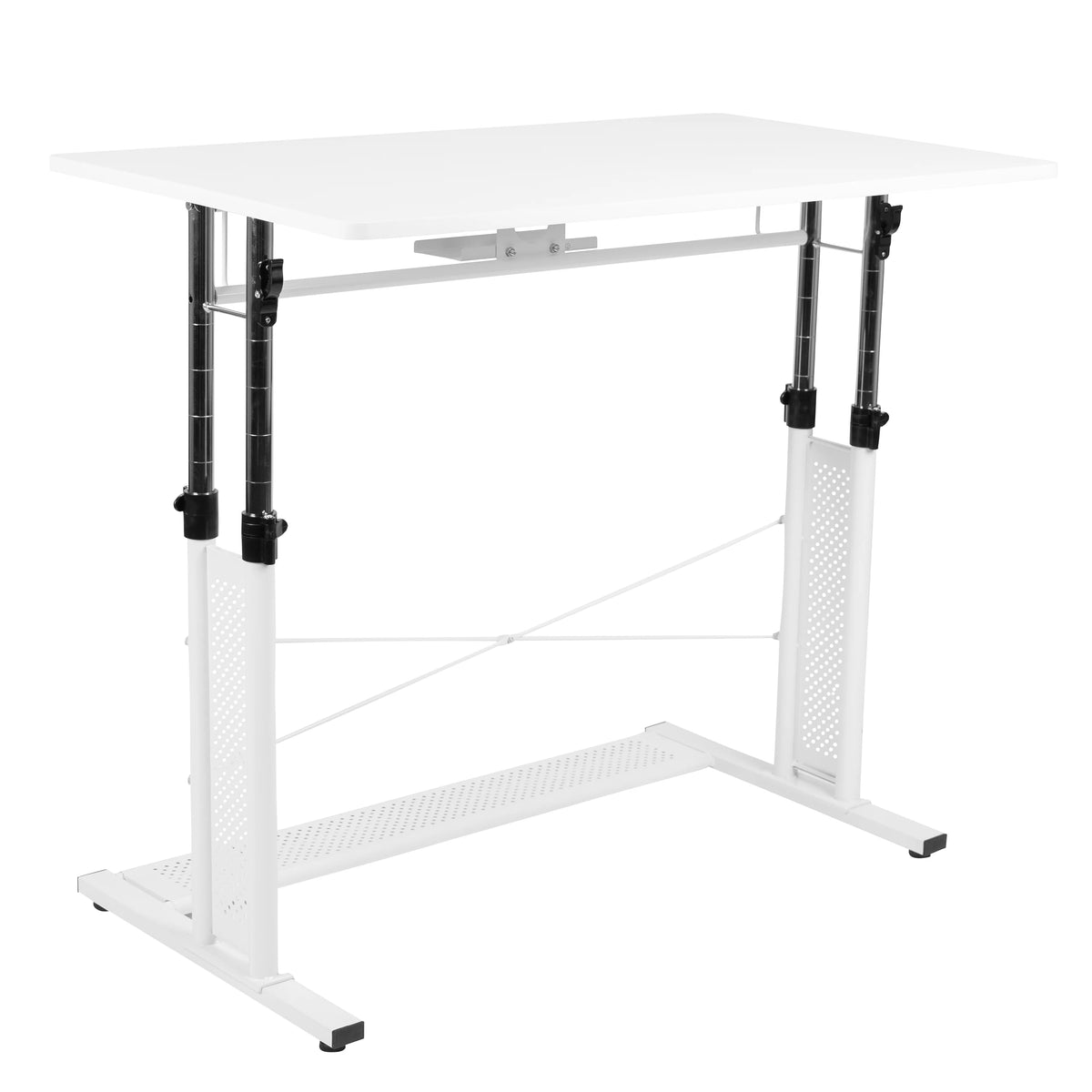 White Adjustable Computer Desk, Office Chair and Mobile Filing Cabinet K489509