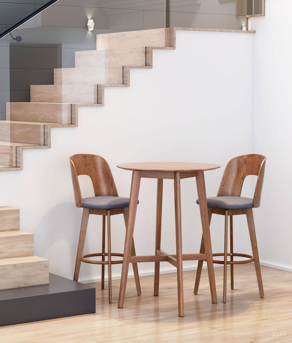 Walnut & Dark Gray Barstool (Set of 2) V81423