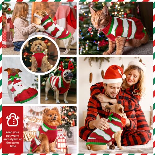 Red Striped Knitted Dog Sweater with Harness Hole E75020