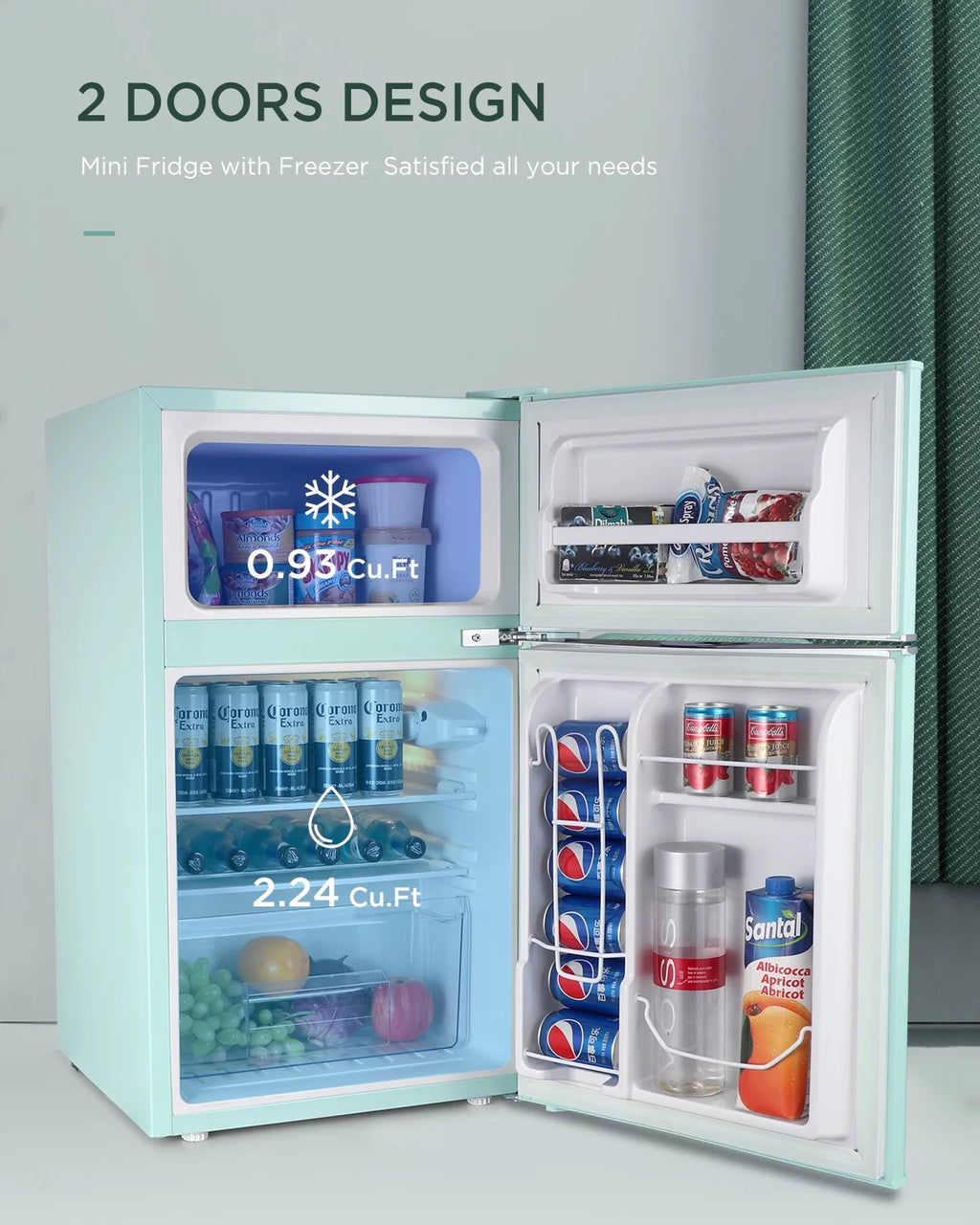 3.2 Cu ft Compact Mini Refrigerator Green O36911