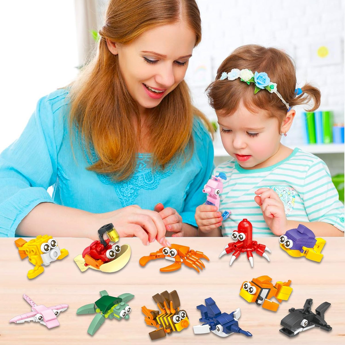 12PCS Sea Animal Mini Building Blocks Building Sets T8284