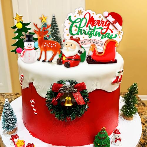 8 Pack Santa Claus Snowman Deer Christmas Tree Cake Toppers K335042