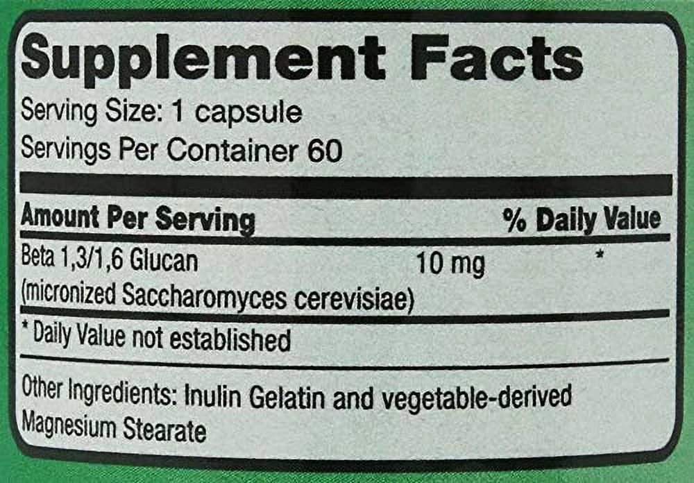 Beta Glucan 10 Milligrams 60 Capsules Y841