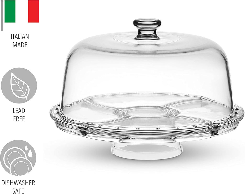 Cake Stand and Serving Plate with Dome Lid, Crystal Glass Footed Cake Stand E3880