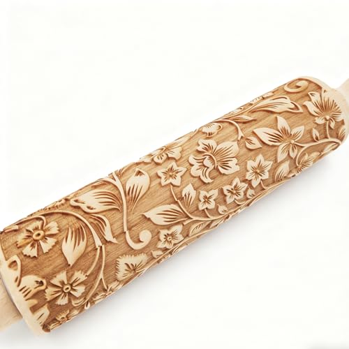 Embossed Wooden Non Stick Rolling Pin 2 Pack U759