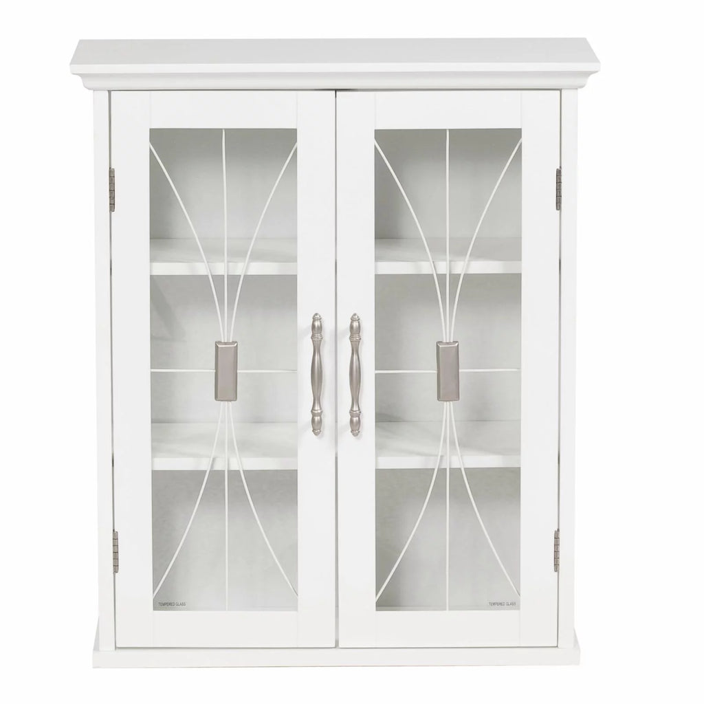 Wooden Wall Cabinet with 2 Doors White O69802