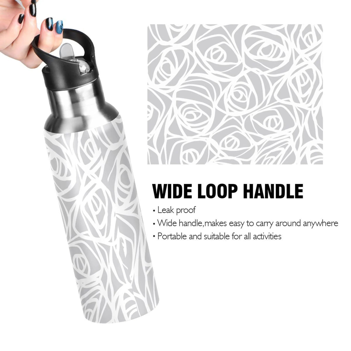 Stainless Steel Water Bottle with Straw Lid Vacuum Insulated Flask 20 OZ F568641