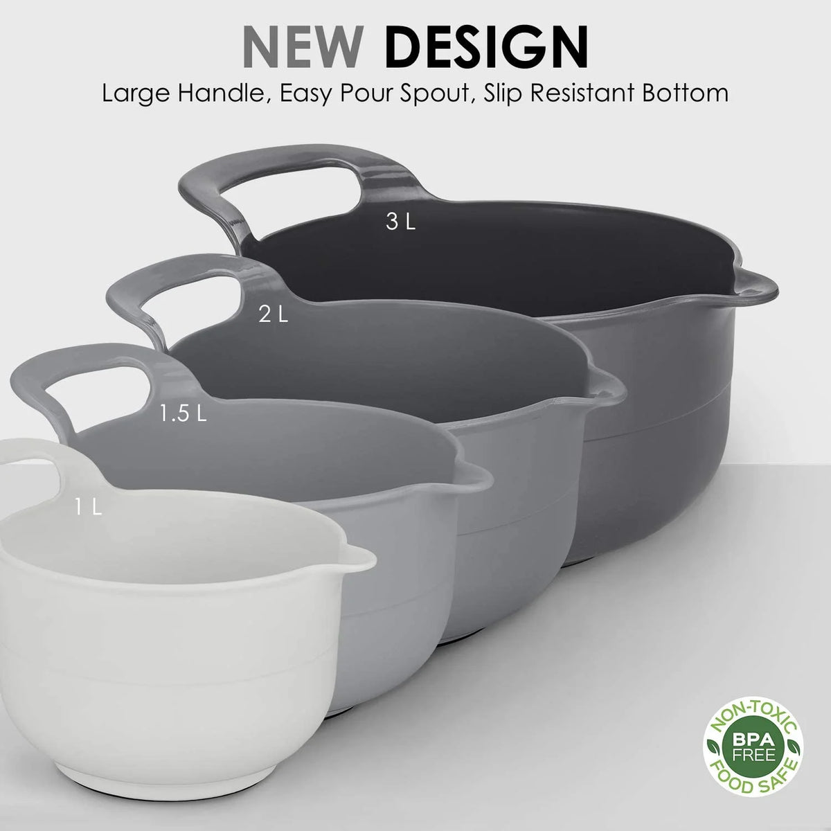 4 Piece Nesting Plastic Mixing Bowl Set B398577