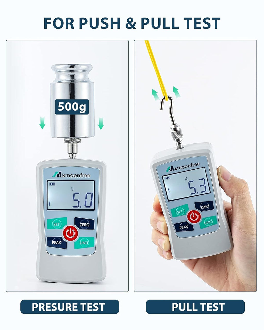 500N Digital Force Gauge Portable Force Meter with Storage Case X53577