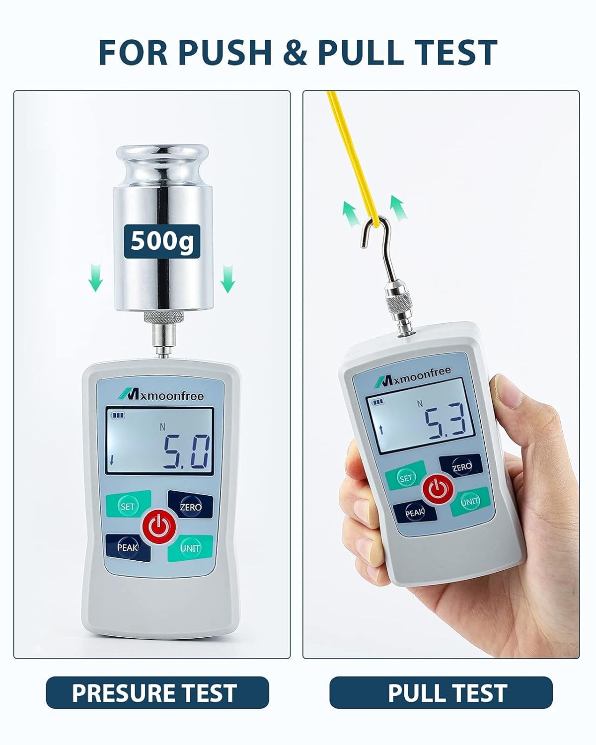 500N Digital Force Gauge Portable Force Meter with Storage Case X53577