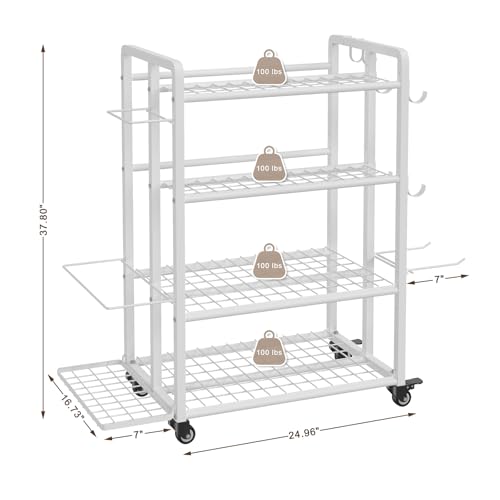 4-Tier Dumbbell Rack with Wheels and Hooks G90781