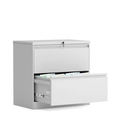 White 2 Drawer Folding Lateral File Cabinet T170