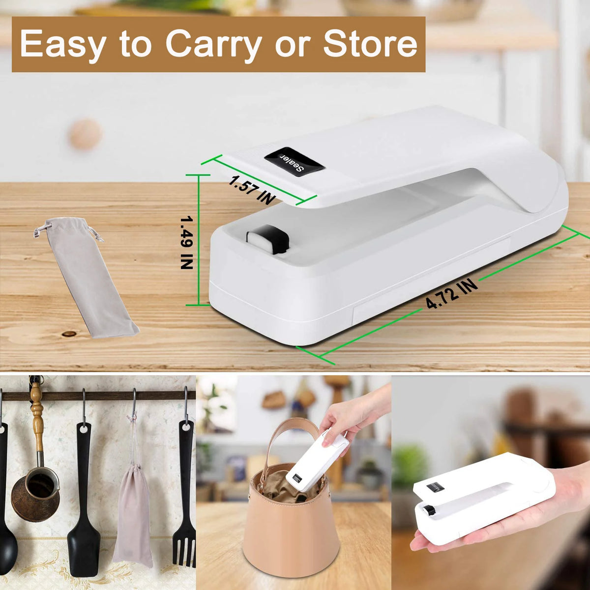 Rechargeable 4-in-1 Handheld Heat Sealer with Cutter D844