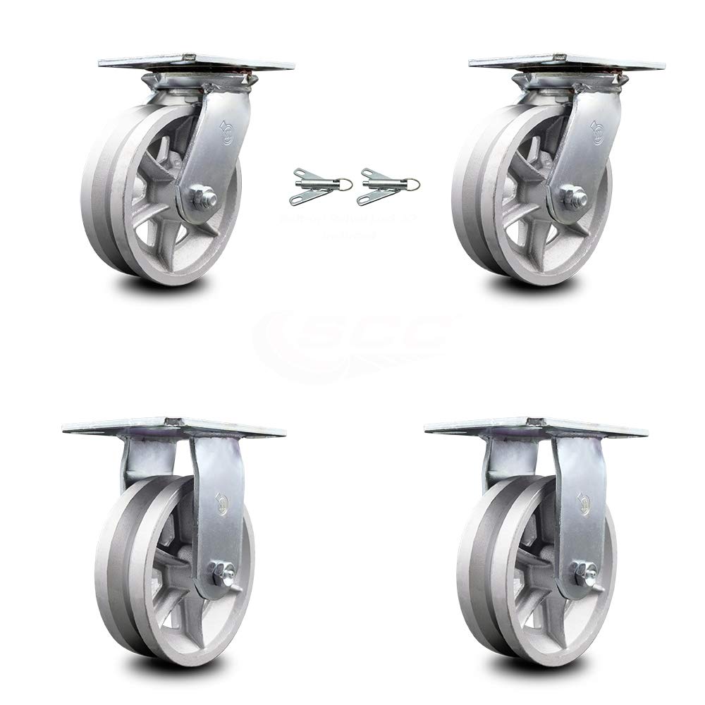 Heavy Duty Swivel Caster with 8 x 2 Silver Wheel, Pack of 2 T223