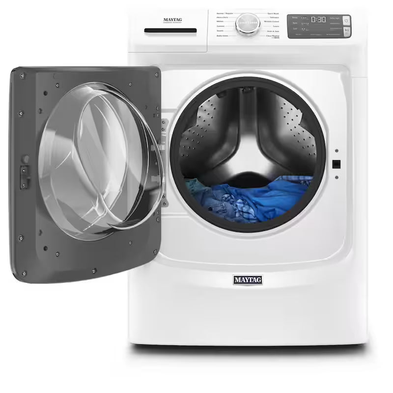 White Front Load Washing Machine with Steam H2240