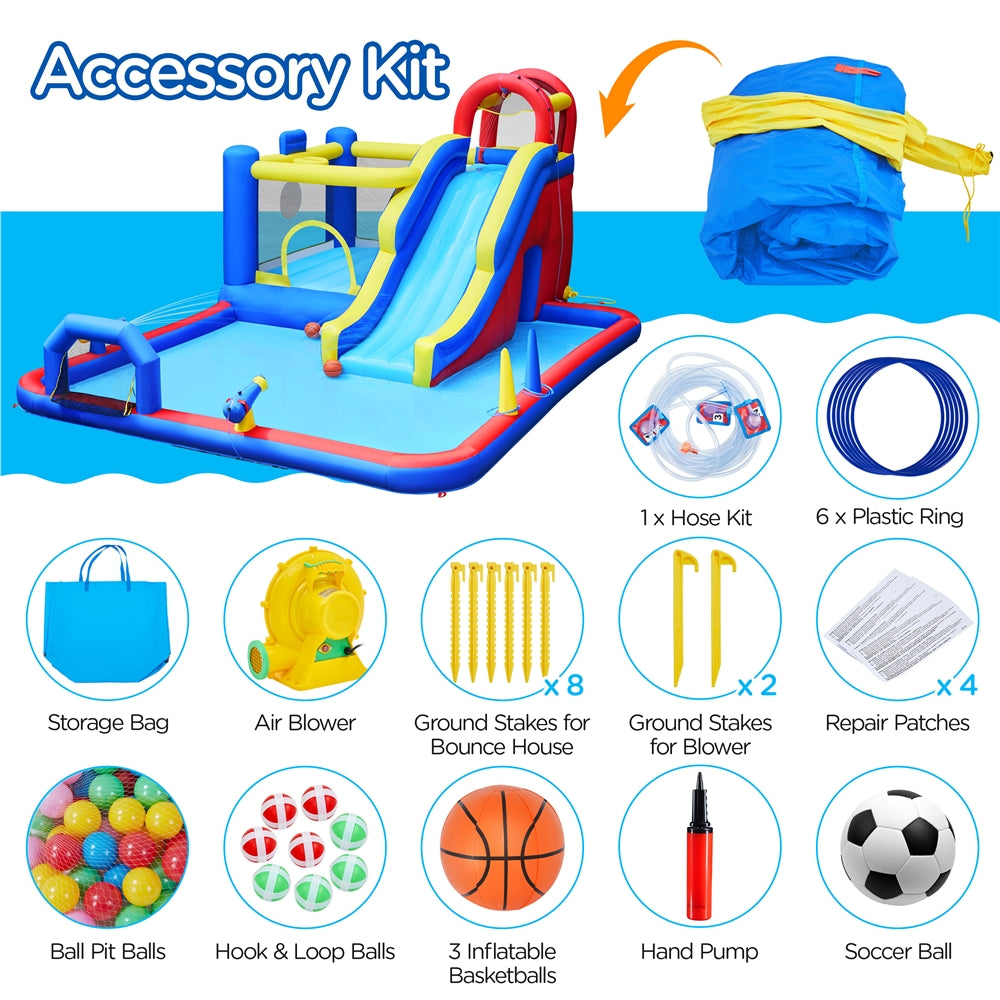 10-In-1 Inflatable Water Slide Bouncer with Blower & Storage Bag C5956