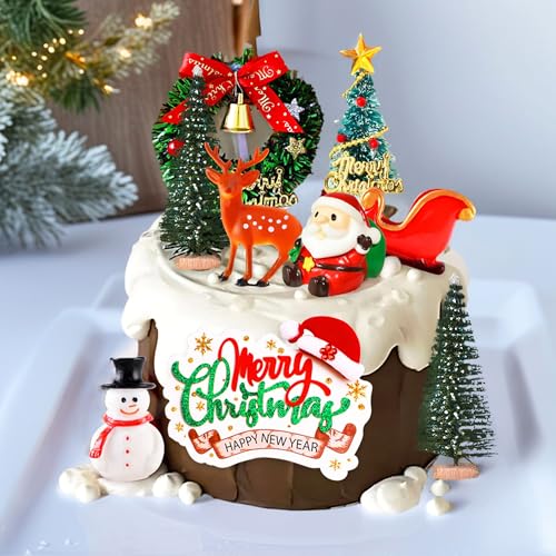 8 Pack Santa Claus Snowman Deer Christmas Tree Cake Toppers K335042