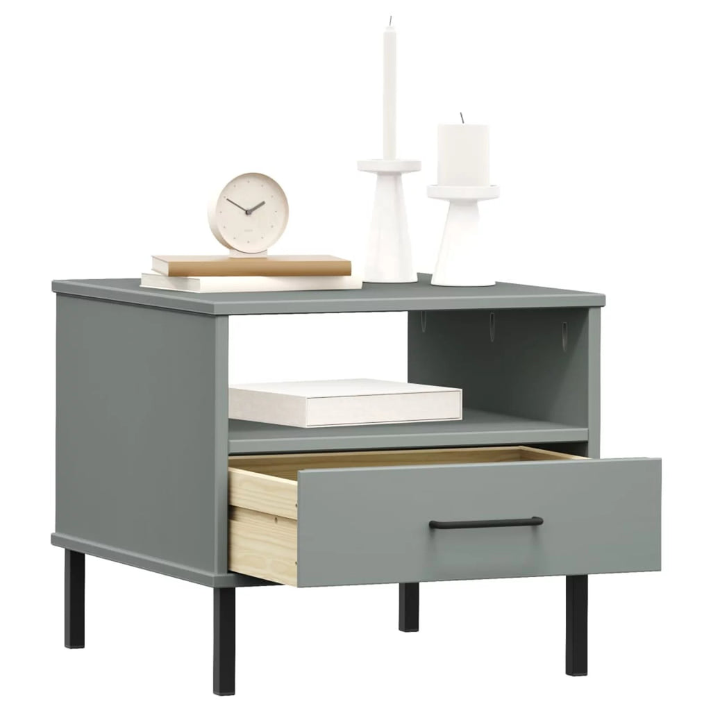 Pine Wood Bedside Cabinet with Storage Drawer and Open Compartment O50425