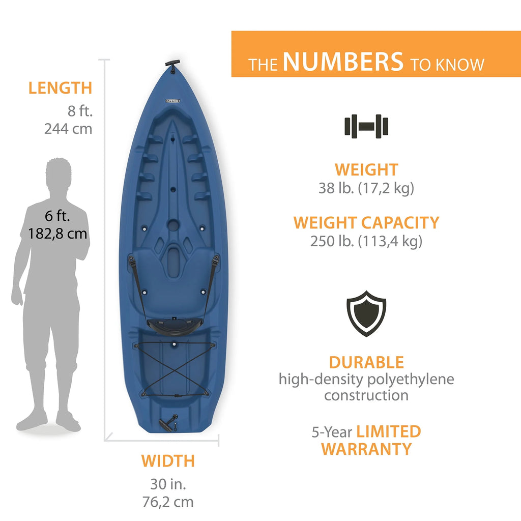 8 ft Sit-on-top Kayak with Paddle, Dark Blue X565