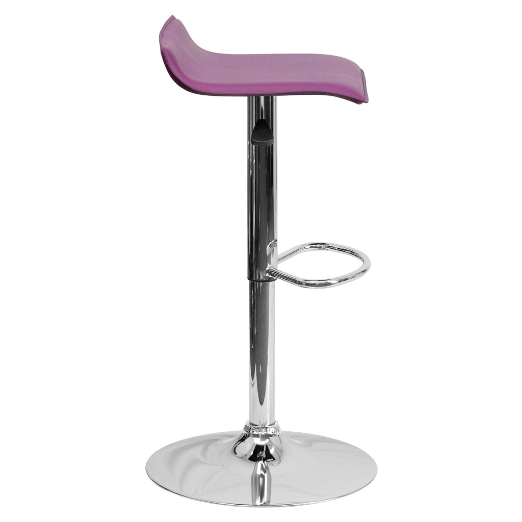 Purple Vinyl Adjustable Height Barstool with Chrome Base O8138