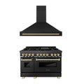 48 In. Dual Fuel Range and Range Hood in Black Stainless Steel V4782